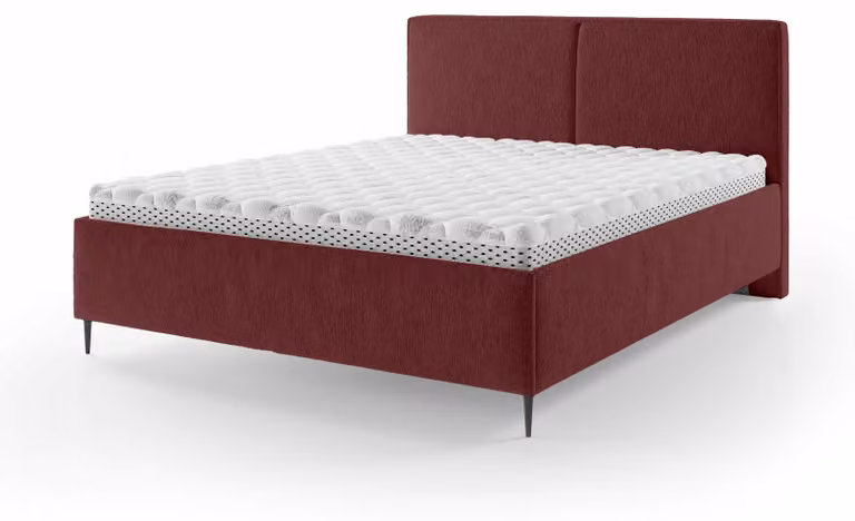 Letto imbottito con contenitore integrato, modello Hatti Rubin, colore terra, dimensioni 160 x 200 cm