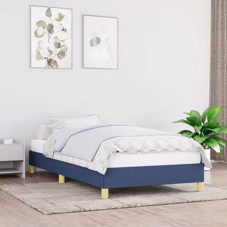 vidaXL Giroletto senza materasso in tessuto blu con struttura in legno L 80 cm x P 200 cm