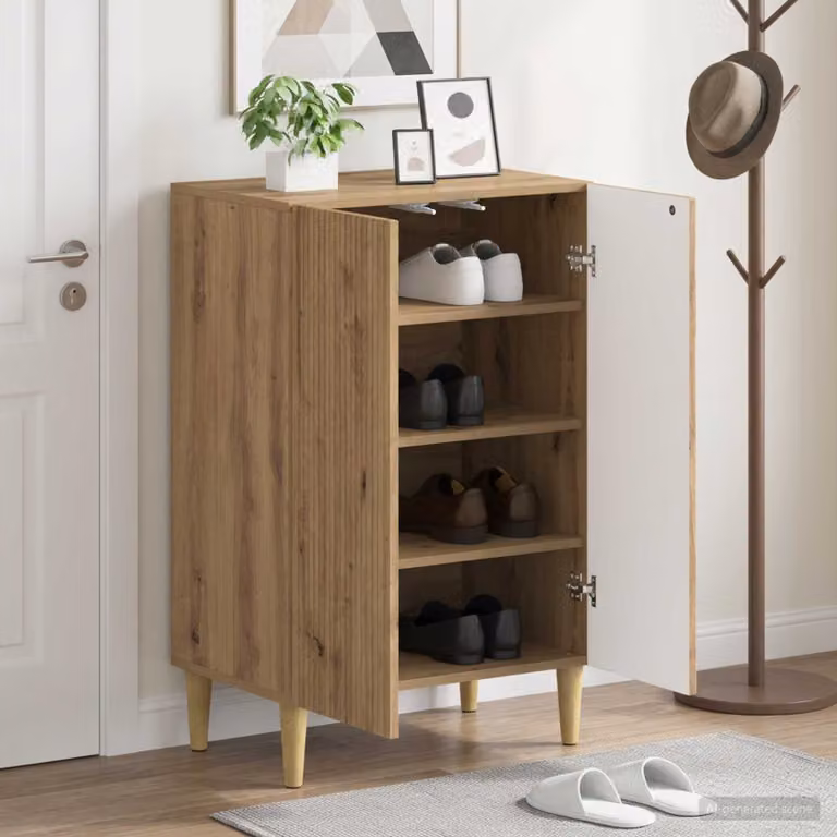Mobile porta scarpe vidaXL ARNHEM in legno Rovere Artigianale Marrone L: 59,5 cm, P: 39,5 cm, H: 90 cm