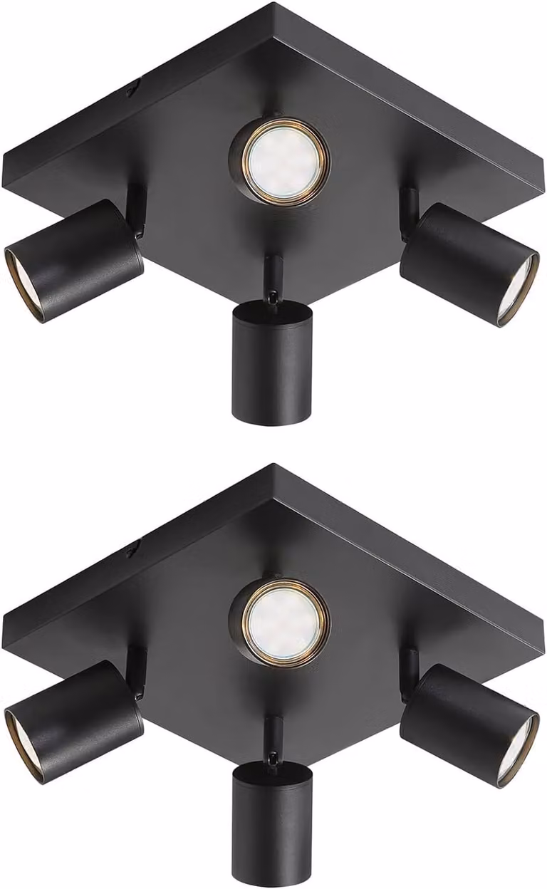 ZMH plafoniera LED nera 2 faretti da soffitto: lampada da soffitto GU10 4 fiamme 330° spot da soffitto orientabili industriale moderno per soggiorno camera da letto cucina corridoio