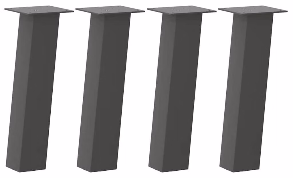 Set di 4 gambe per tavolo in acciaio antracite, alte 42 cm