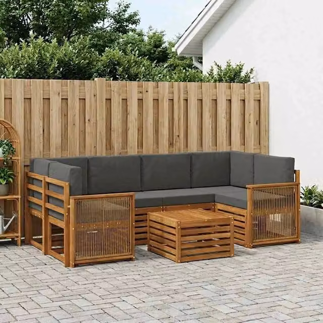 Set di divani da esterno 7 pz Naturale e Antracite 3384088