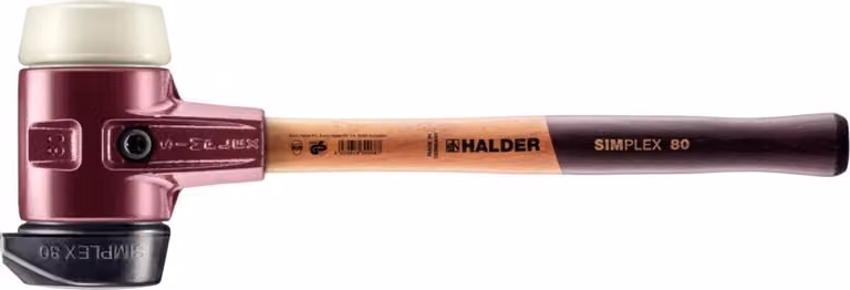 Mazza SIMPLEX soft-face con alloggiamento TE e manico in legno, Ø 80, composizione in gomma con base / nylon
