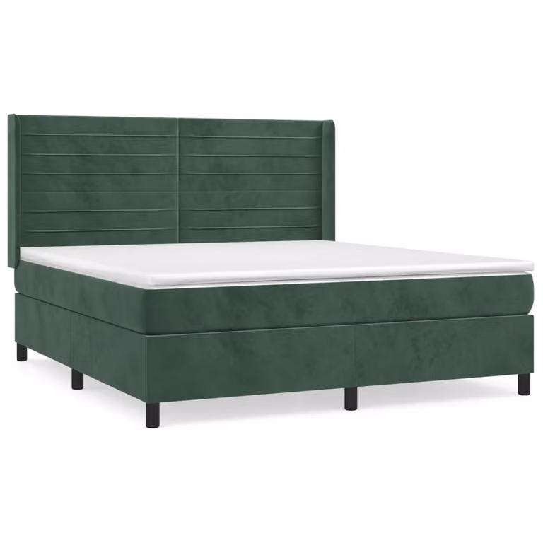 Giroletto a Molle con Materasso Verde Scuro 180x200 cm Velluto