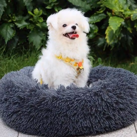 Cuccia per cani Fluffy, cuscino per cani 60 cm, lavabile, cuccia per cani di taglia piccola, media e grande, cuccia in peluche, grigio scuro.