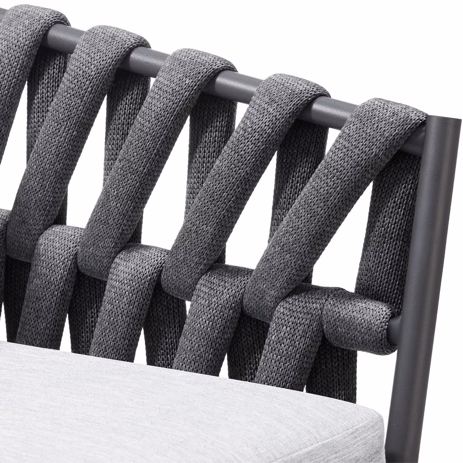 Sedia Lugano TecTake con design Rope e struttura in alluminio antracite, completa di cuscini rimovibili per esterno – 1