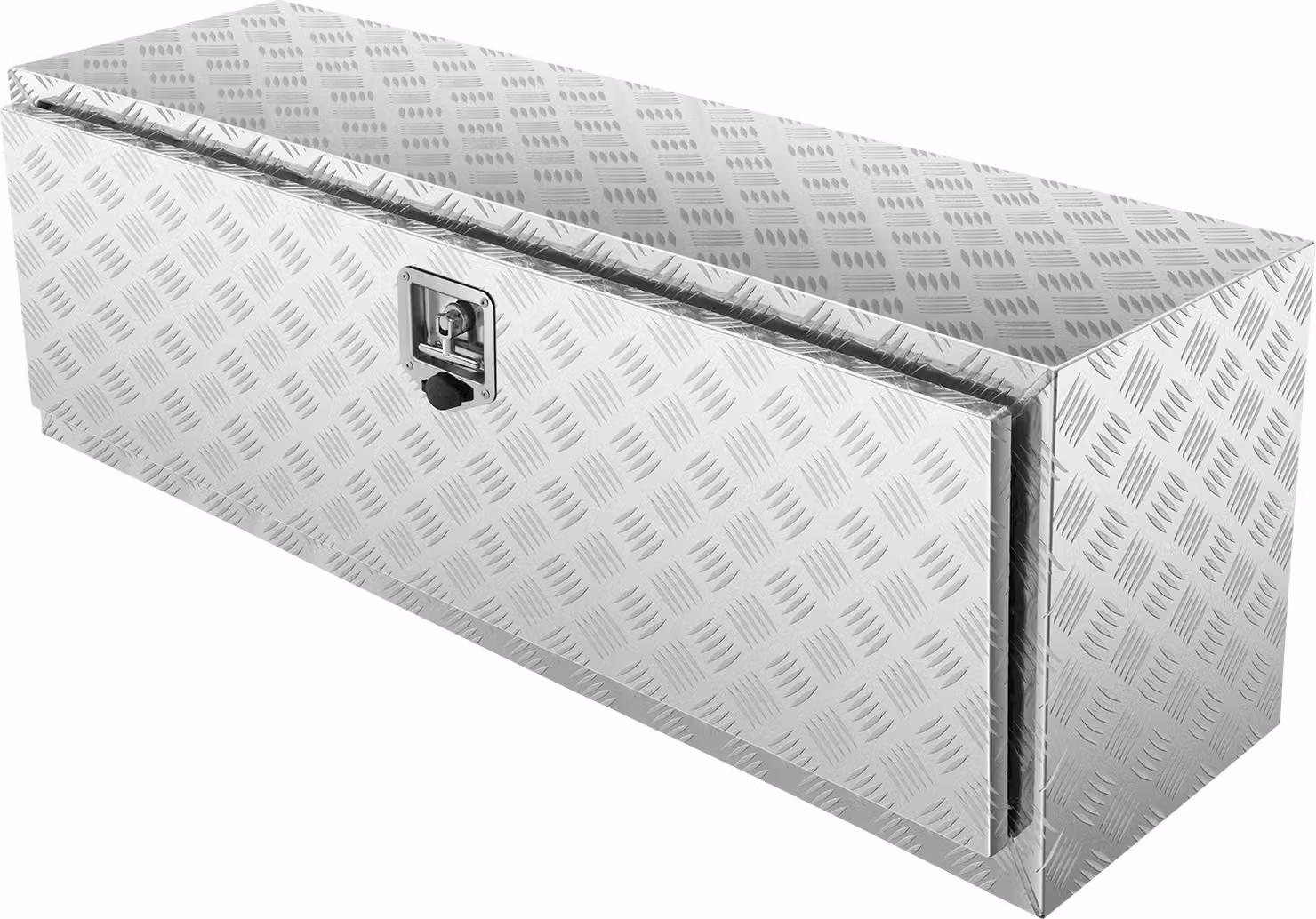 SucceBuy cassetta sottoscocca per camion, 121,9 x 43,2 x 45,7 cm, robusta cassetta in alluminio con piastra diamantata, cassetta porta attrezzi impermeabile con serratura, chiusura con maniglia a T per camion, furgoni, rimorchi