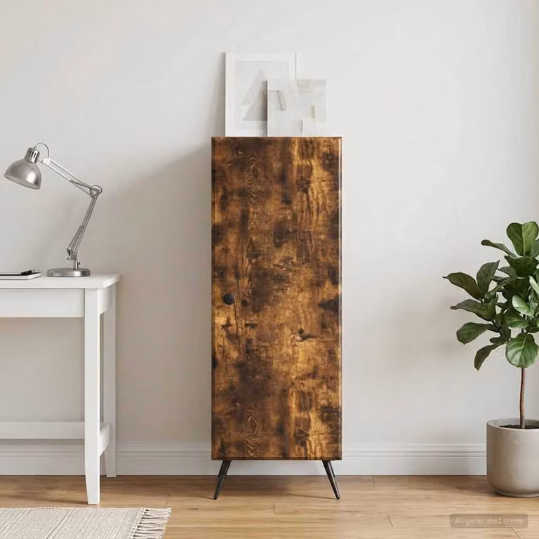 Credenza moderna vidaXL in legno ingegnerizzato color rovere fumo, L 33 cm x P 34,5 cm x H 90 cm