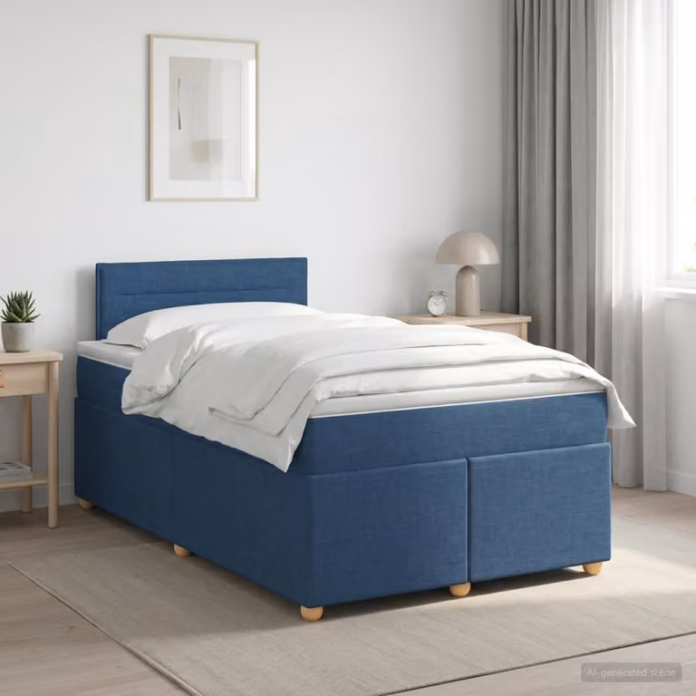Maison Exclusive - Letto boxspring con materasso e testiera blu 120 x 200 cm Tessuto