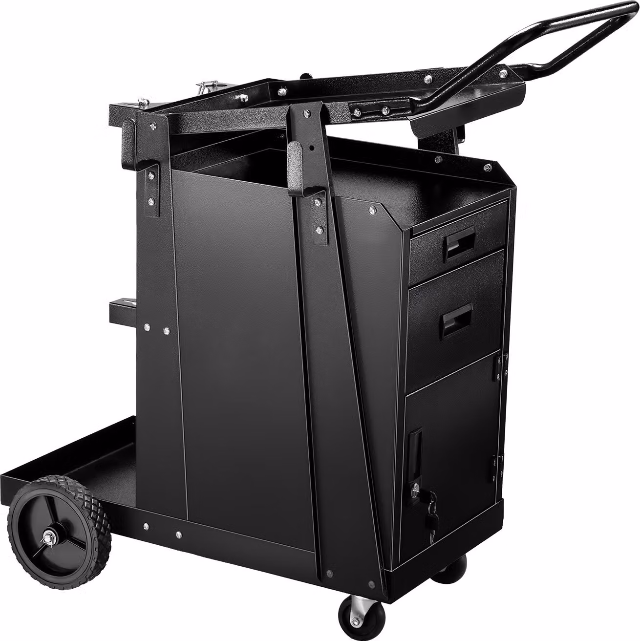 Carrello per saldatura SucceBuy, robusto, con 2 cassetti, armadietto con serratura, capacità di carico di 350 lb, ruote a 360°, per attrezzature di saldatura e bombole di gas