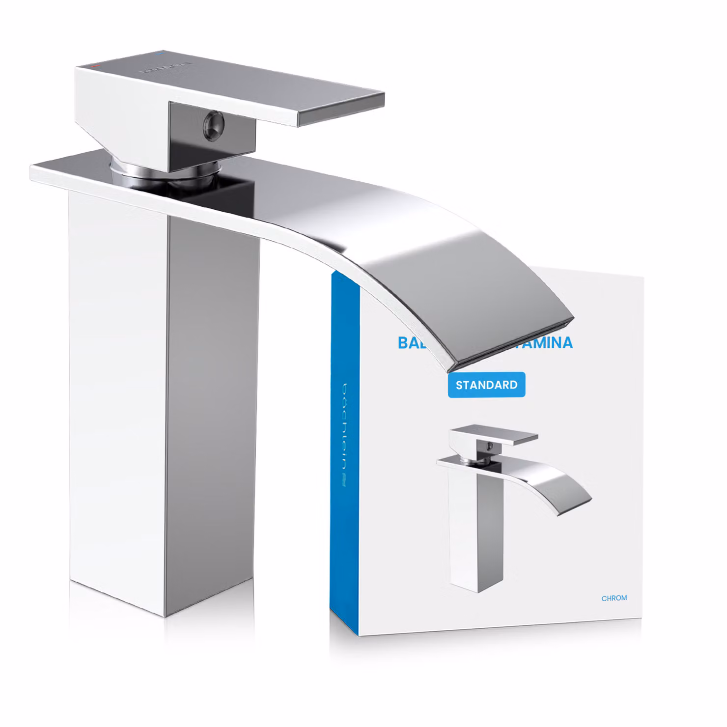 Miscelatore da bagno Tamina - cromo | Miscelatore da bagno a cascata dal design classico - rubinetto per lavabo da appoggio