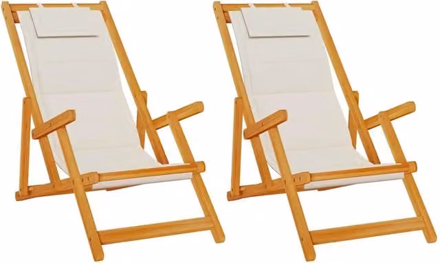 Sedia da spiaggia 2 pz | Sedie da Esterno Marrone Legno di Acacia Massello