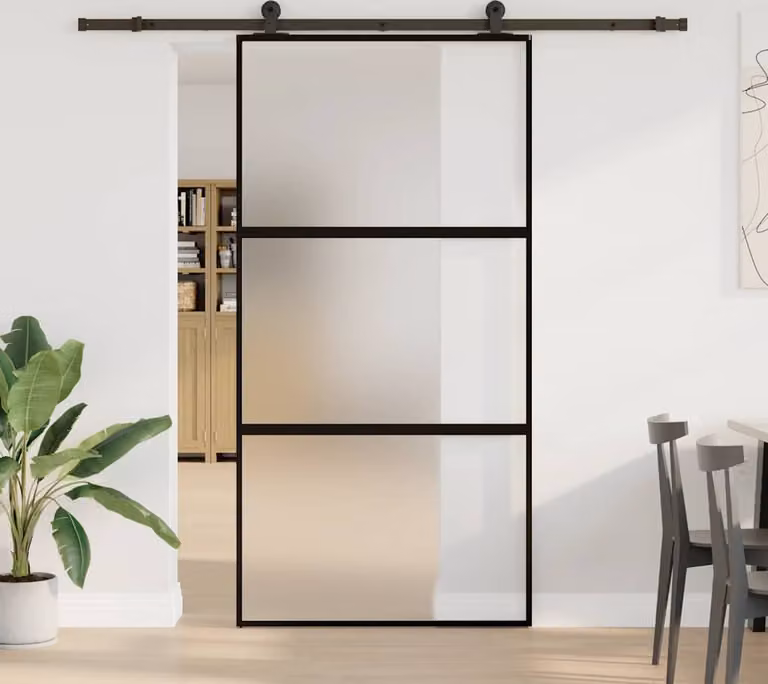 Porta Scorrevole con Ferramenta Vetro Temperato Alluminio