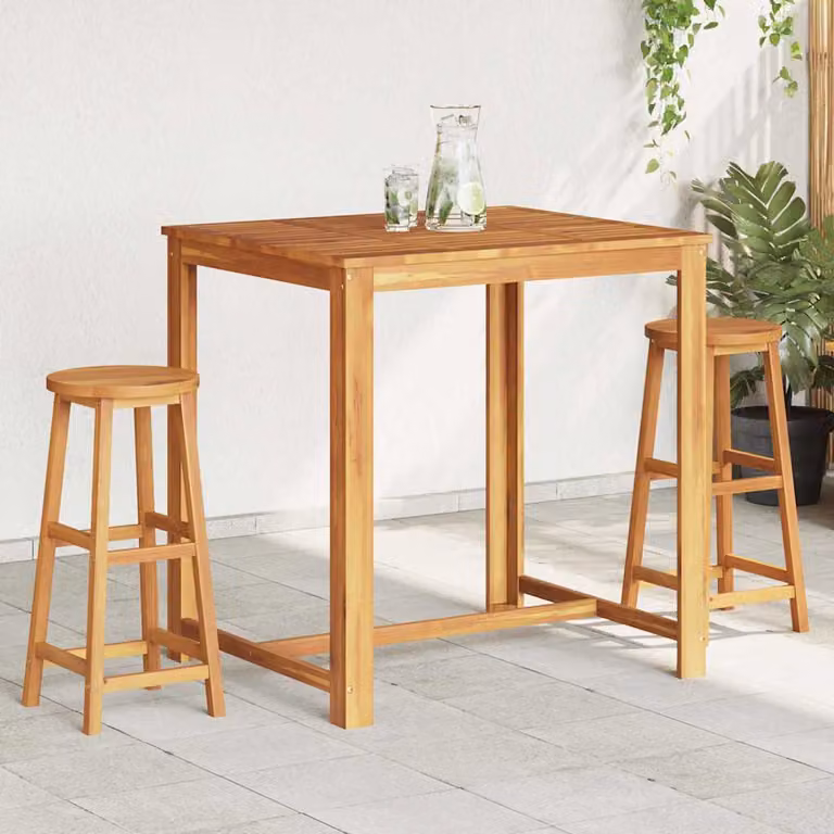 vidaXL Sgabelli da Bar 2 pz in Legno Massello di Acacia