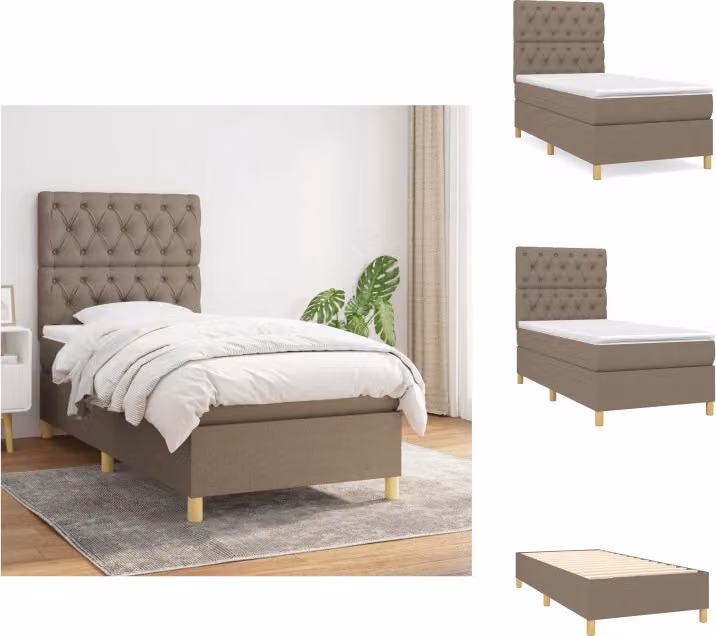 vidaXL Letto a molle con materasso Taupe 80x200 cm in tessuto - Letti e strutture letto