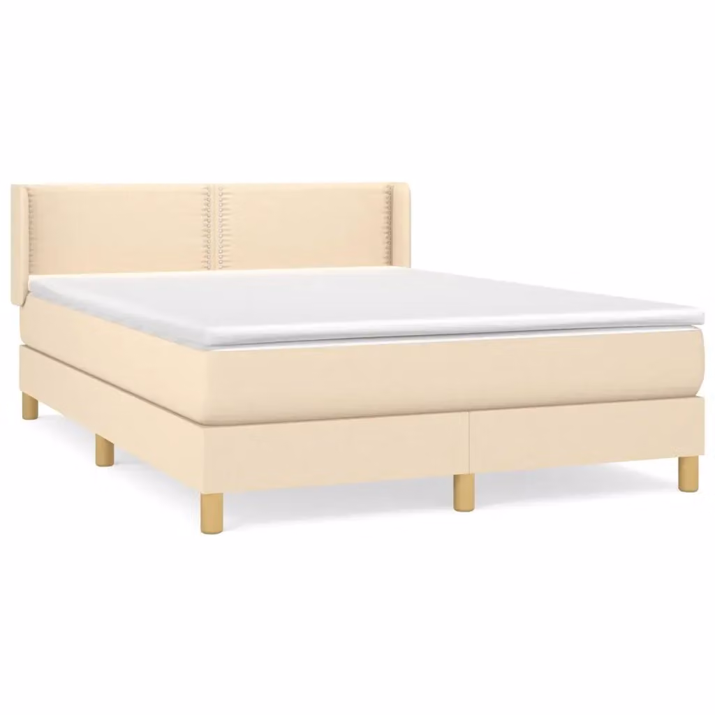 Letto Ibrido vidaXL con Materasso a Molle e Struttura in Legno di Larice, Beige e Bianco, L/P: 140 x 190 cm – 2