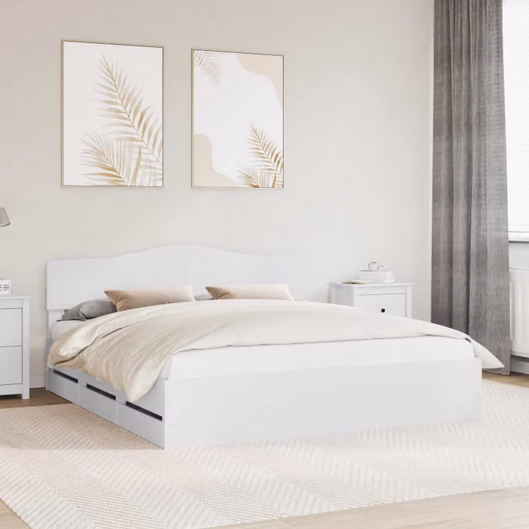 Struttura del letto moderna vidaXL in legno ingegnerizzato bianco L 180 x P 200 cm