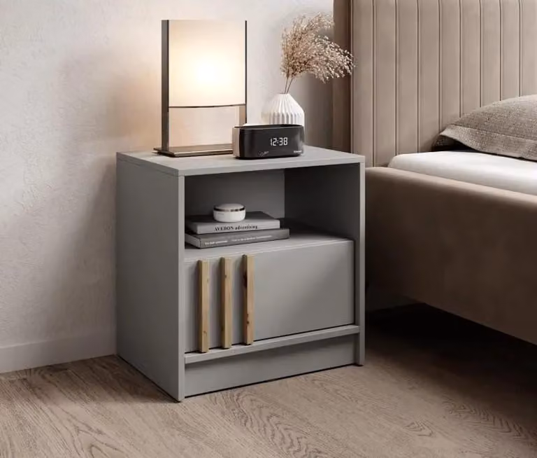 Comodino MARFA - grigio / rovere artigianale