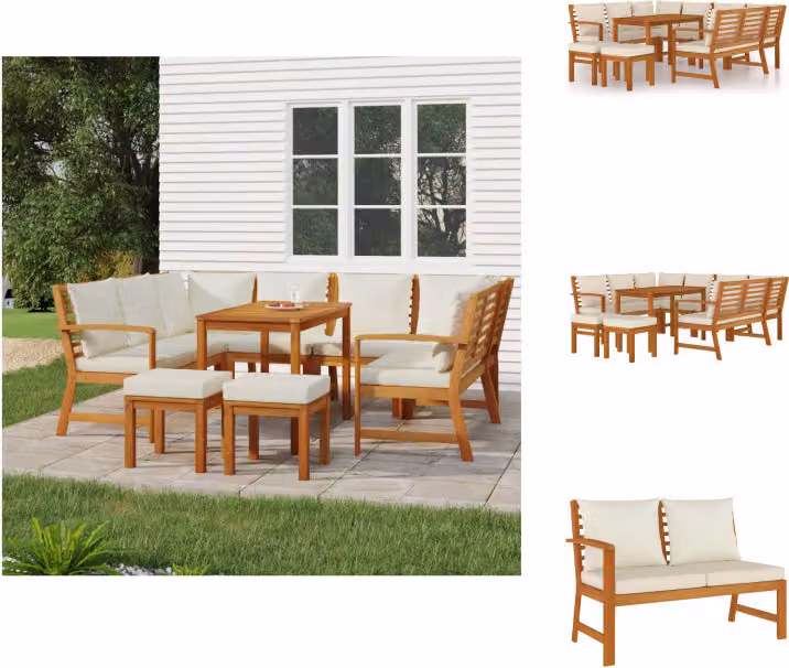vidaXL Set da pranzo da giardino 9 pezzi con cuscini in legno massiccio di acacia - Set di mobili da giardino