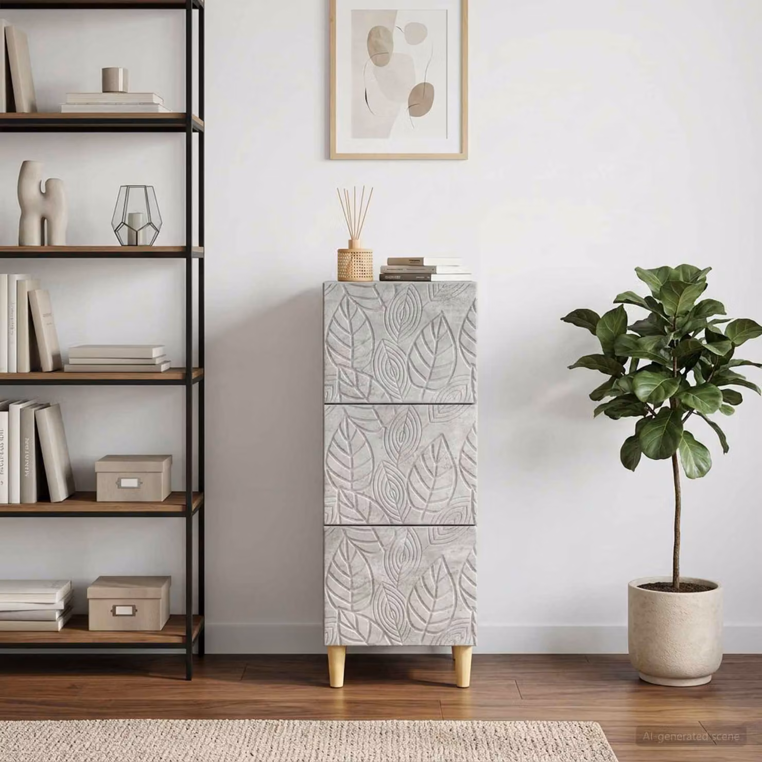 Carrello mobile con cassetti vidaXL in grigio cemento L/P/H: 33 x 34,5 x 90 cm