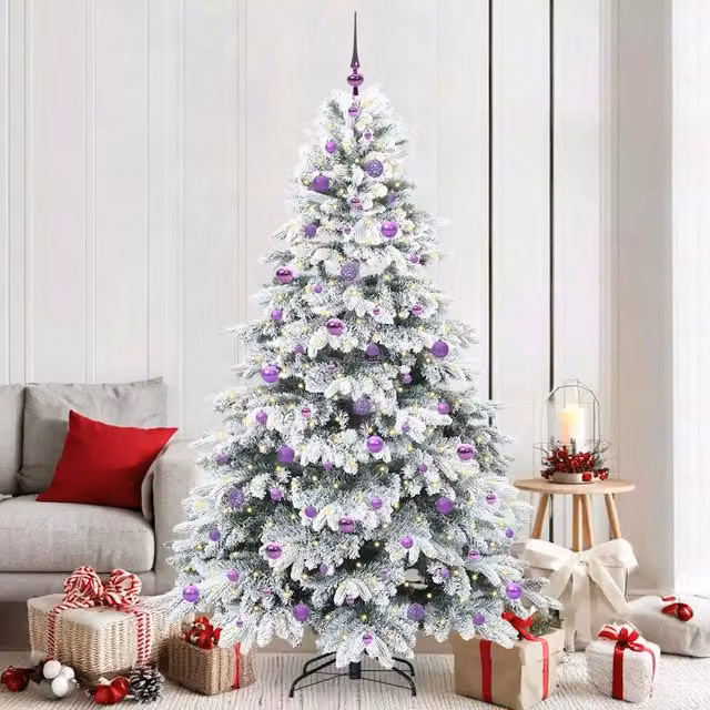 Albero di Natale artificiale moderno vidaXL bianco con 300 LED luce bianca calda in PE e PVC, Altezza: 210 cm