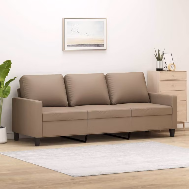 Divano a 3 posti vidaXL in similpelle beige o marrone con struttura in metallo per il tuo soggiorno L/P/H: 198 x 80 x 77 cm