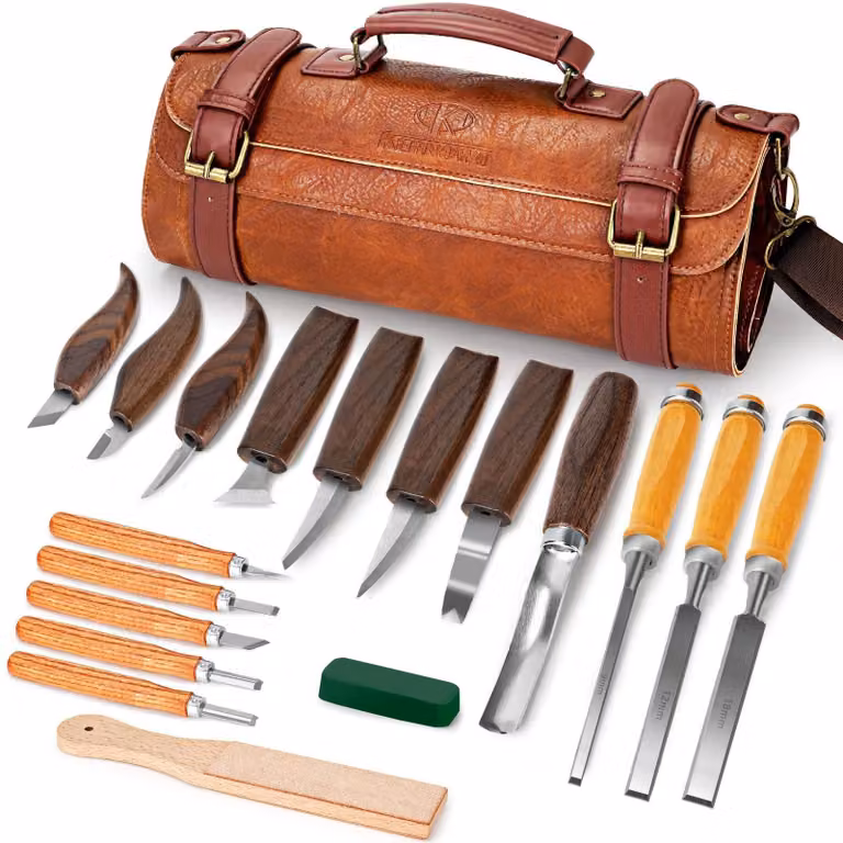 Set di utensili per la lavorazione del legno - Set da 20 pezzi con custodia