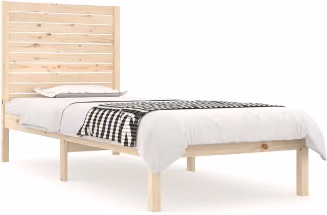 Letto singolo in legno massello di pino bianco stile rustico L/P/H: 190 x 90 x 96 cm – 1