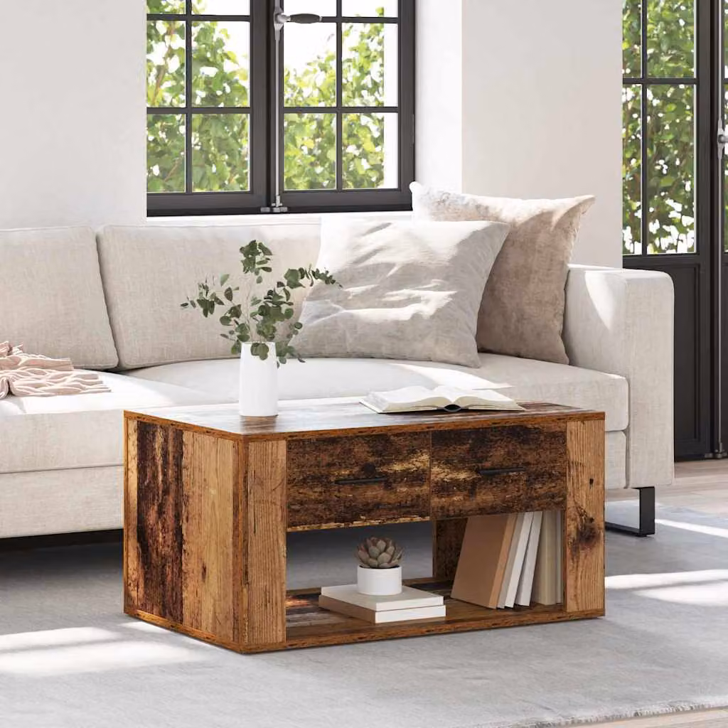 vidaXL Tavolino da salotto in legno stile rustico marrone L: 80 cm, P: 50 cm, H: 40 cm