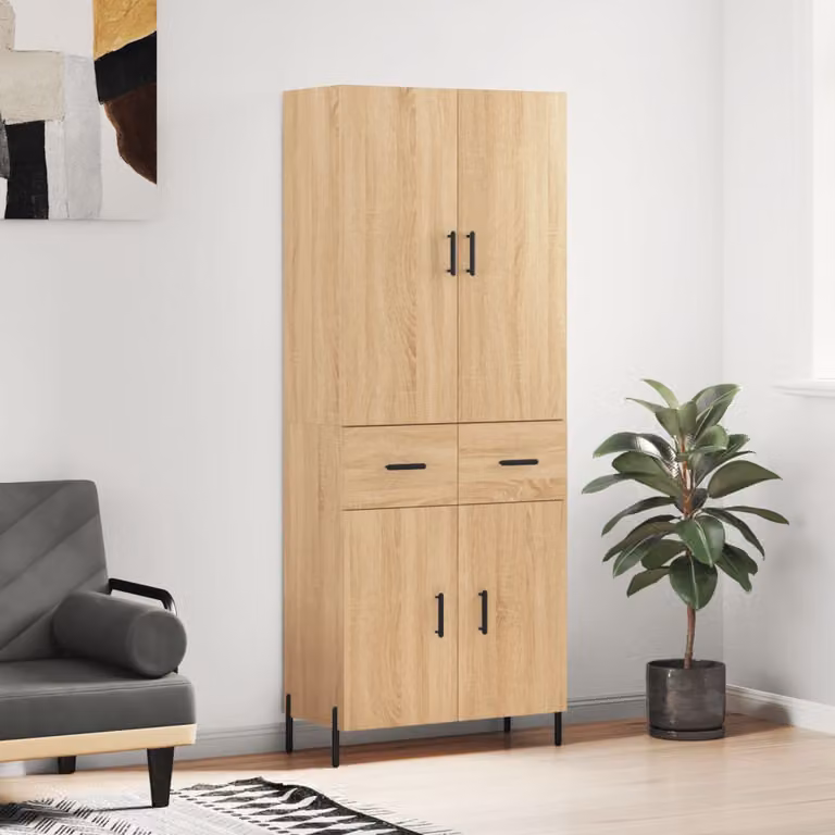 vidaXL Credenza Moderna in Rovere Sonoma Marrone L: 69,5 cm, P: 34 cm, H: 180 cm