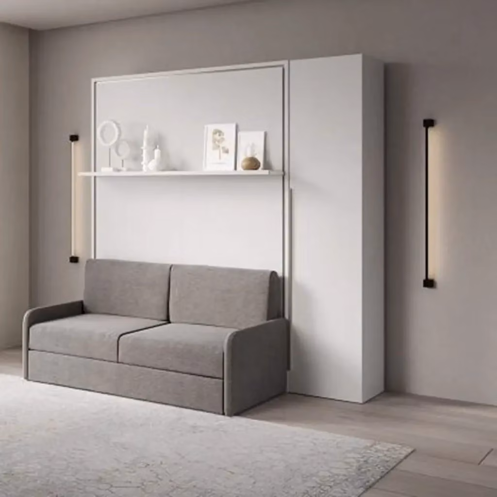 Letto matrimoniale a scomparsa Versia Kivio con armadio a sinistra, 2 ante, colore bianco, L/P: 140 x 200 cm – 2