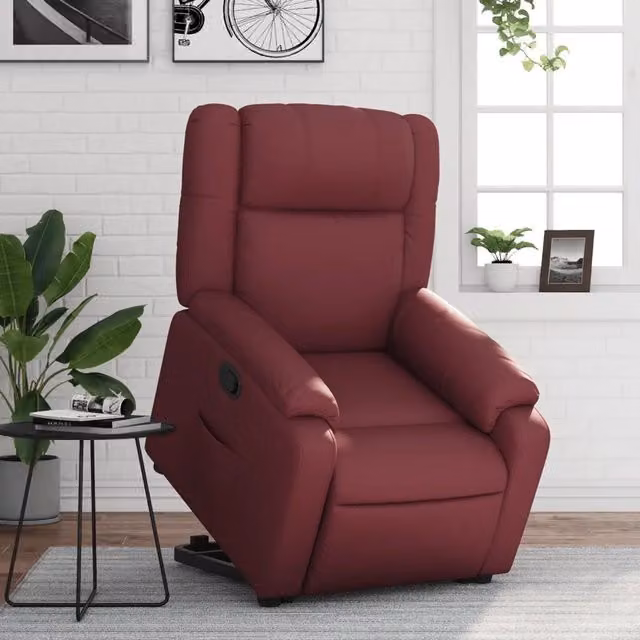 Poltrona Alzapersona Reclinabile vidaXL in Similpelle Rossa con Assistenza Elettrica per Senior