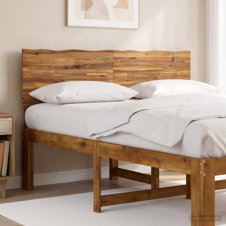 Testiera per letto con bordo vivo vidaXL ROSTOCK in legno massello di acacia, colore naturale, 160 cm