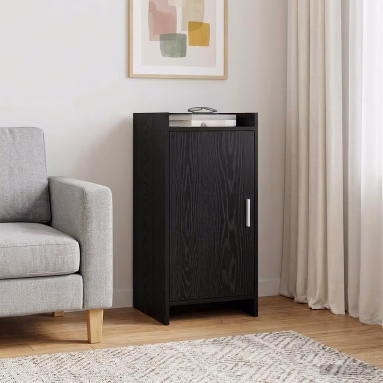Credenza moderna vidaXL in legno MDF e metallo, colore nero, L 40 cm x P 36 cm x H 80 cm
