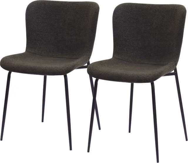Sedie da Pranzo con Schienale Alto Rotondo ¨C MINIMAL ¨C Set 2 Pezzi, Tessuto, Gambe in Metallo