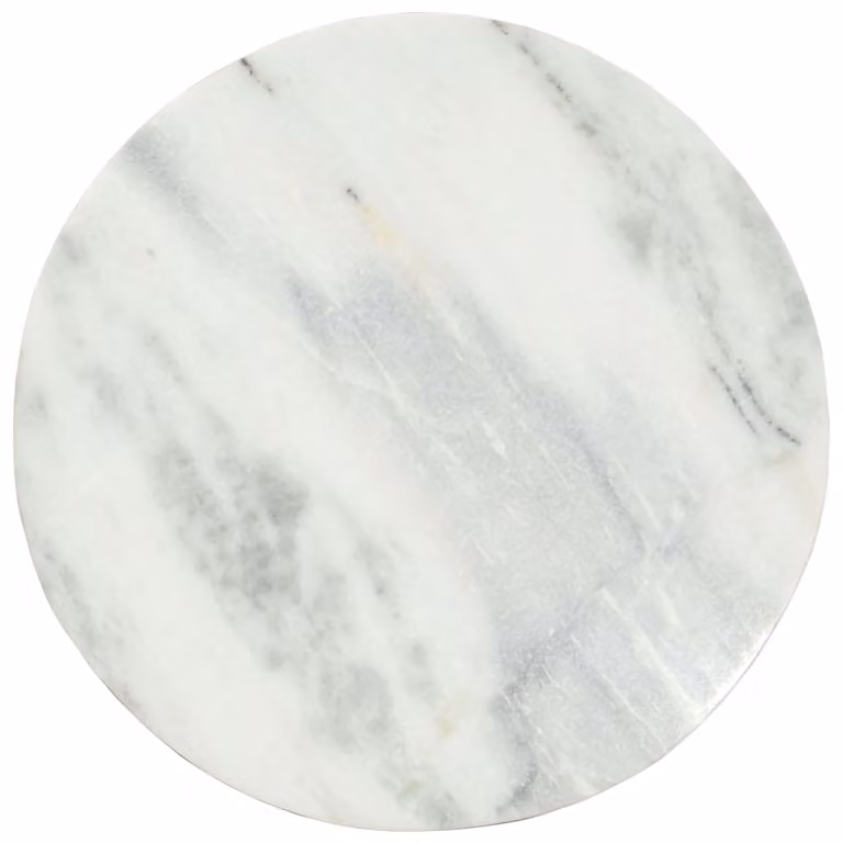 Tavolino da Salotto Bianco e Nero Ø65 cm in Vero Marmo Solido