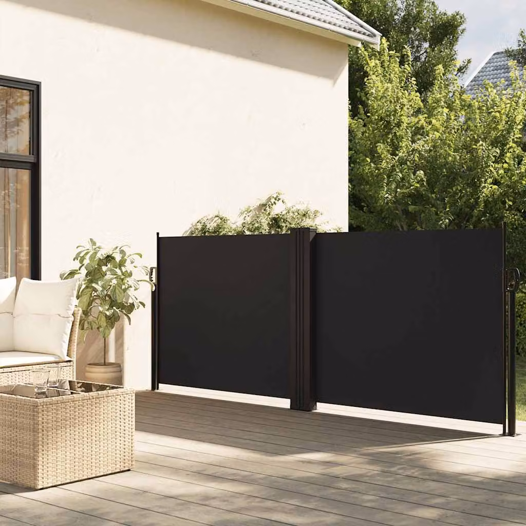 Tenda da sole laterale retrattile vidaXL in poliestere e acciaio, colore nero, L: 600 cm, H: 120 cm