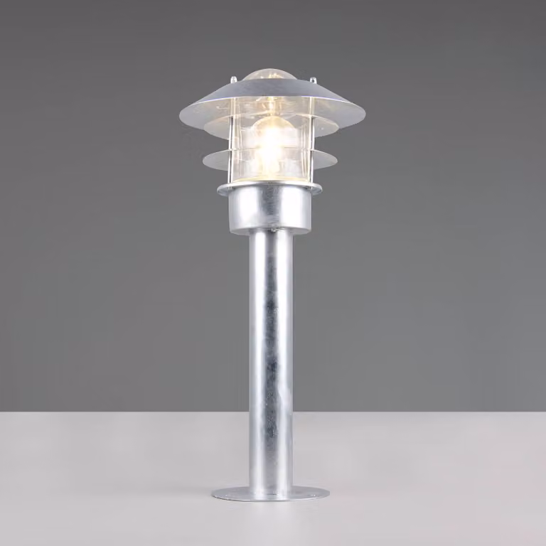 Trio Lighting Lampione da giardino Ruvuuma, dimmerabile, Alluminio / Grigio / Zincato, Metallo, Lampada da esterni