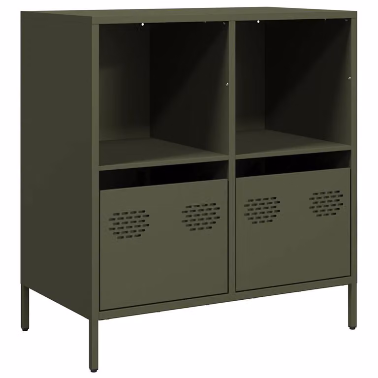 Credenza Verde Oliva 68x39x73,5 cm in Acciaio Laminato a Freddo