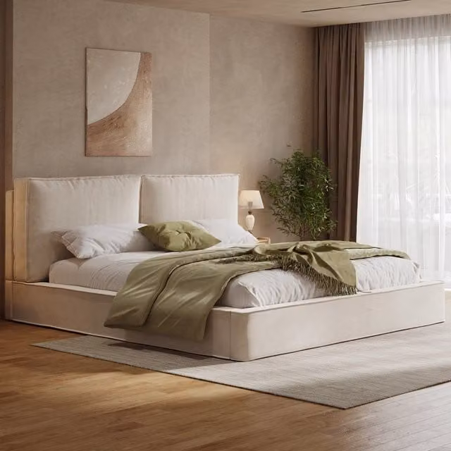 Letto imbottito Mivray beige con rete a doghe L/P: 180 x 200 cm, H: 105 cm