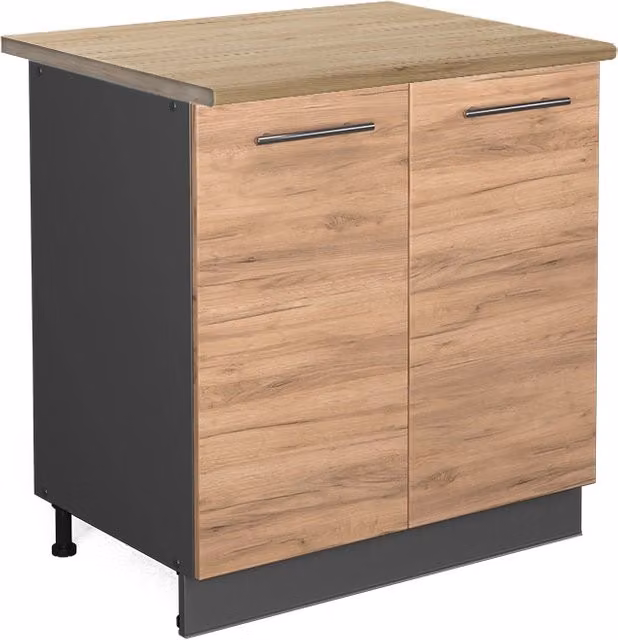 Mobiletto base cucina Fame-Line Rovere dorato/Antracite 80 cm piano di lavoro Rovere dorato Vicco