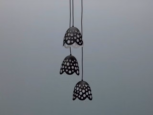 Lampada a Sospensione Stones in Metallo Nero con Design Moderno a Cupola, Attacco E27, Diametro: 19,5 cm, Altezza Regolabile: 120 cm