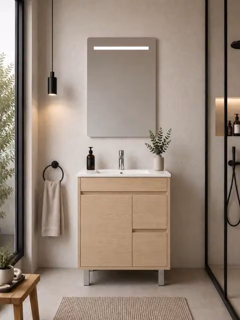 Mobile bagno con lavabo ORIGENBATH ISQUIA senza specchio 60x35 cm estepa