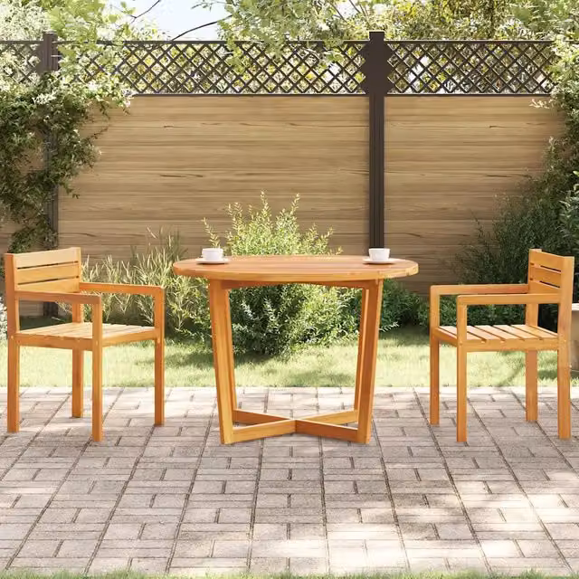 Tavolo da giardino rotondo vidaXL in legno di acacia oliato marrone, Diametro: 110 cm, Altezza: 75 cm