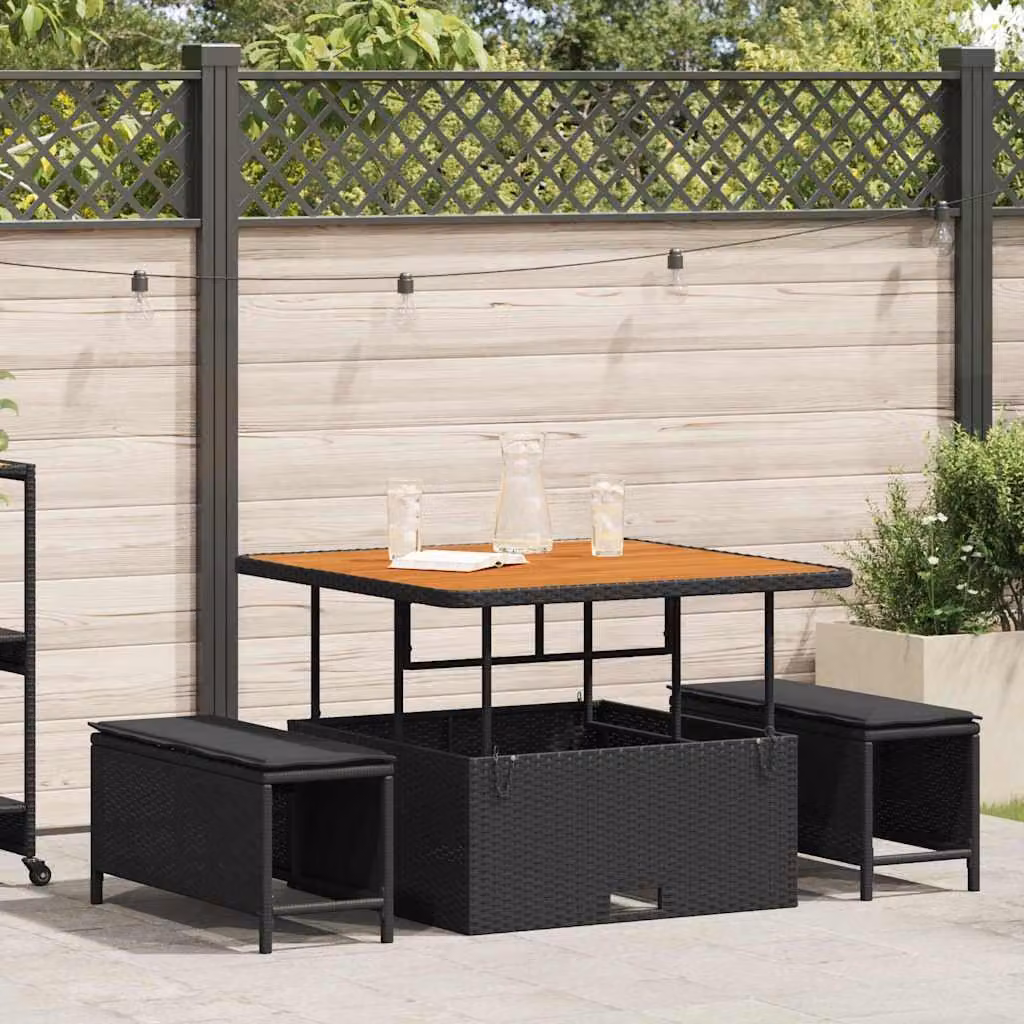 Maison Exclusive - Set da pranzo per esterno, 3 pezzi, in rattan sintetico nero