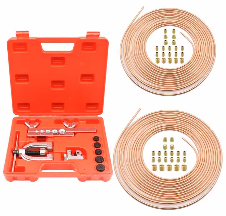 Kit di riparazione per tubi freno, con 7,6 metri di tubo in acciaio rivestito in rame