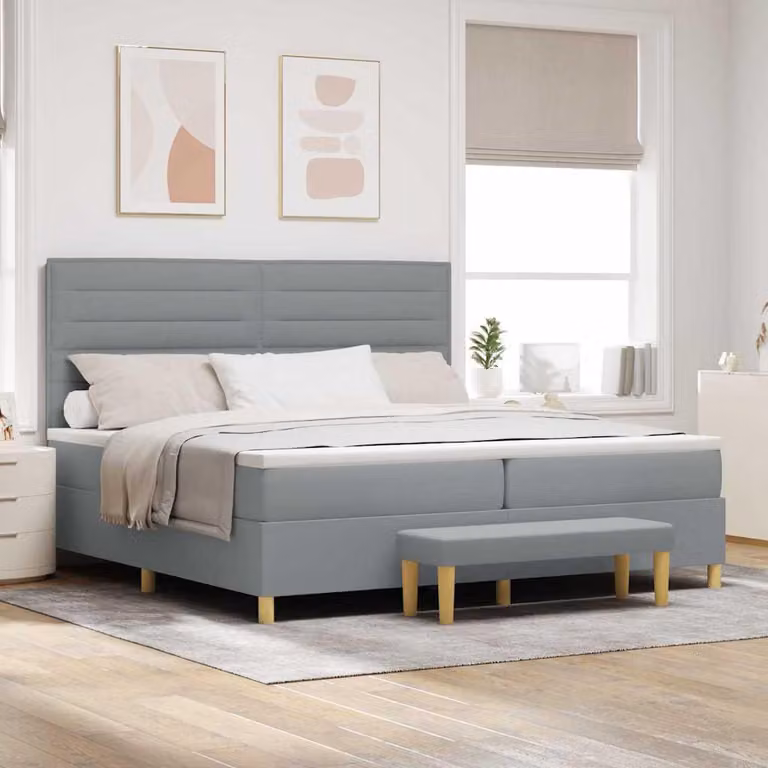 Maison Exclusive - Letto boxspring con materasso Grigio chiaro 200 x 200 cm Tessuto