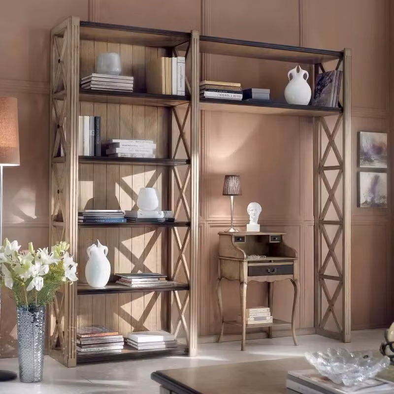 Libreria classica Crociera in legno di frassino stile shabby Mobili 2G L/P/H: 229 x 43 x 225 cm – 2