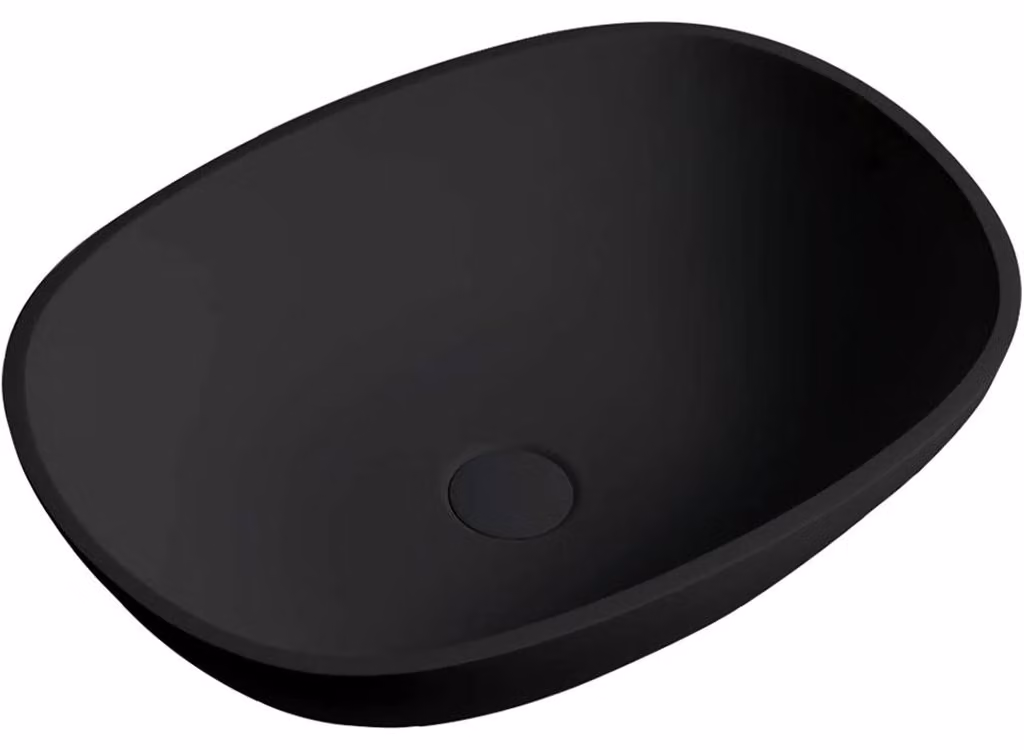 Lavabo in marmo composito modello Libra – da appoggio – nero opaco – 55x40 cm