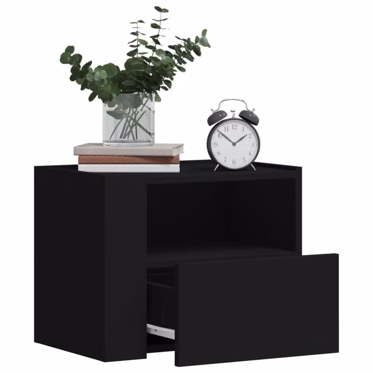 Set di 2 comodini da muro vidaXL moderni in nero opaco L/P/H: 45 x 30 x 35 cm